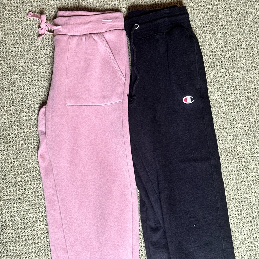 Champion Pink and Black Jogger Sweatpants Elastic Waistband